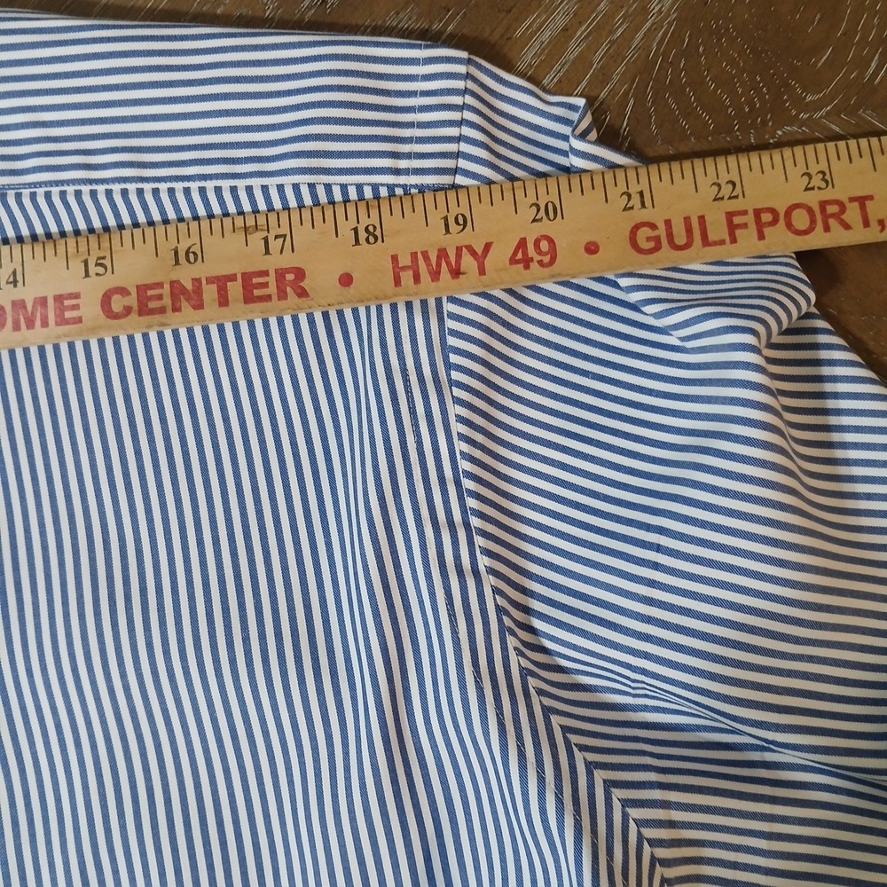 Ralph Lauren Men Shirt Button Down Sz 16 34/35 (L) Blue Strip Classic Fit - Picture 10 of 13